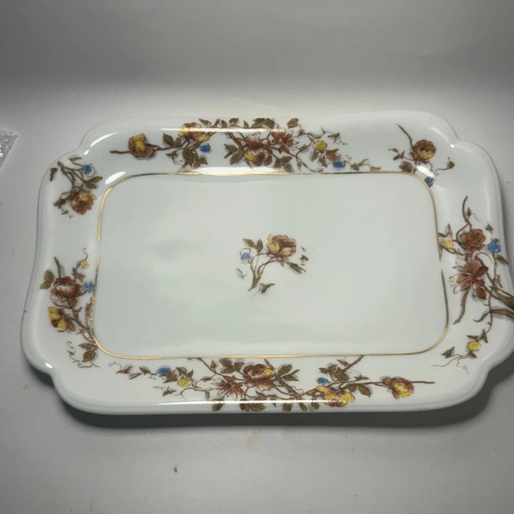 Haviland Limoges France Floral Porcelain Rectangular Platter‎ Tray H&Co L 12x8